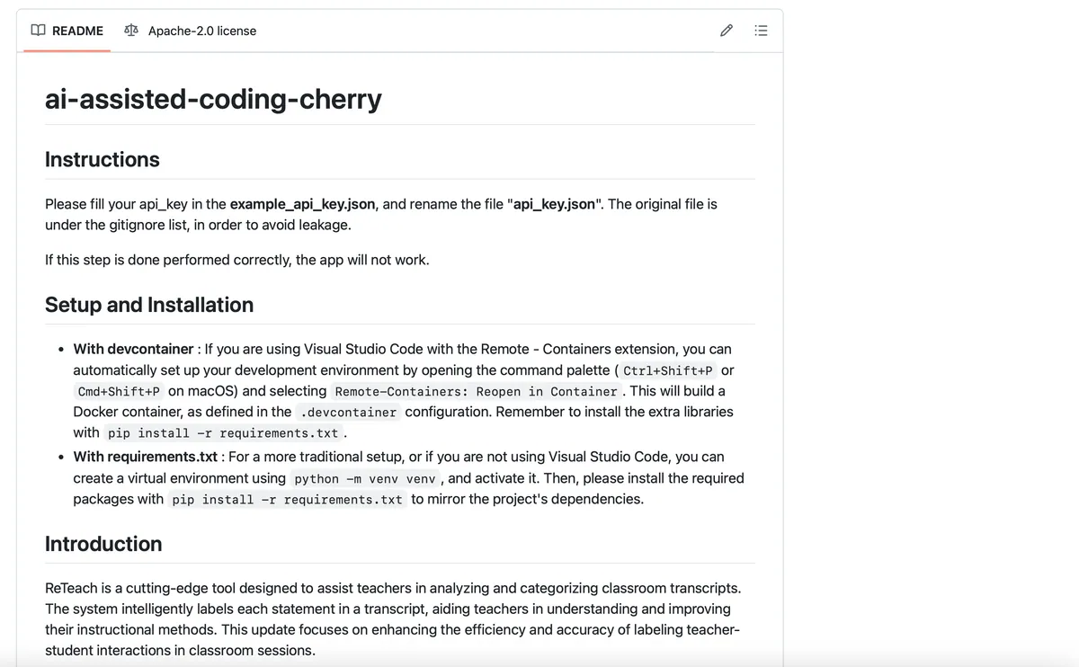 Repository overview for the application