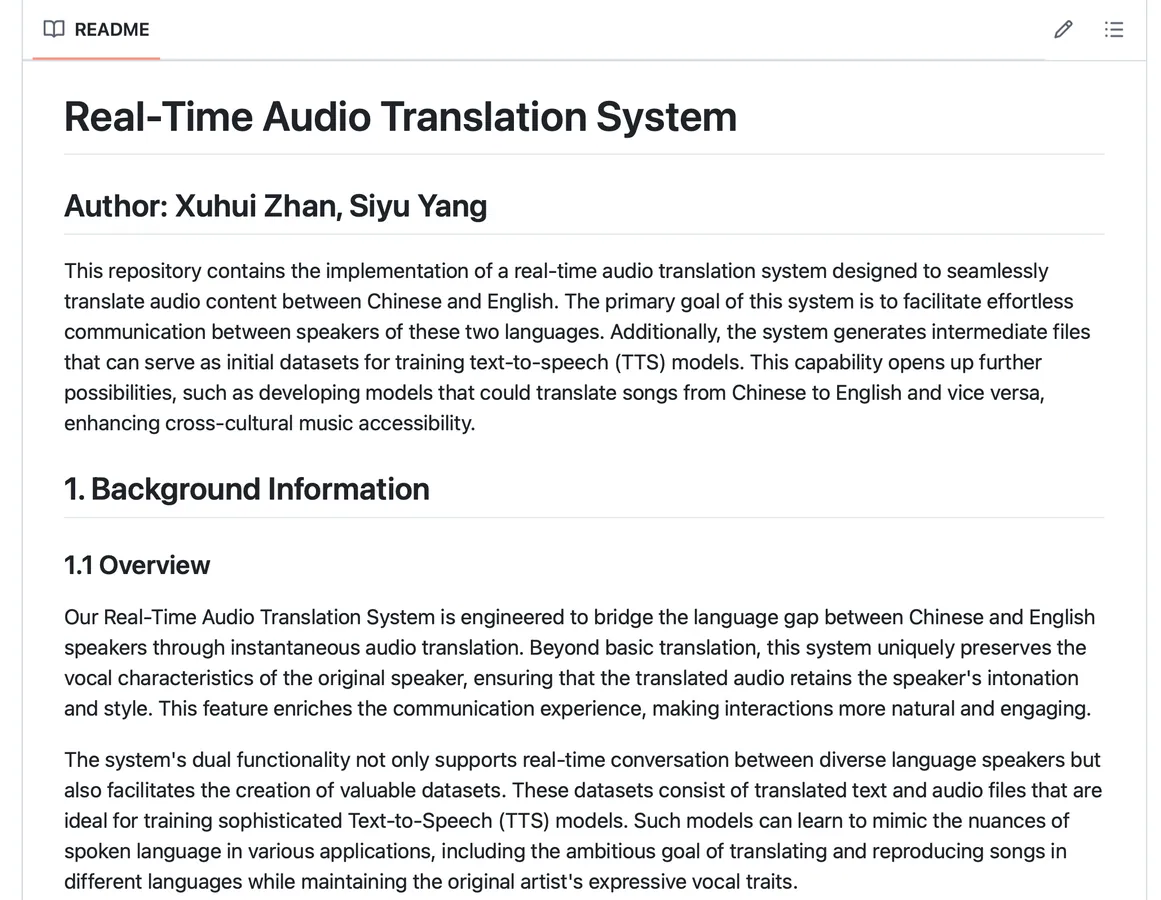 Repository overview for the translation system
